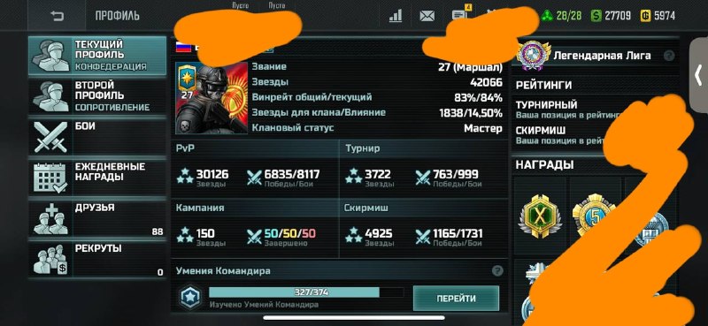 Аккаунт Конфедерация (27 ранг)